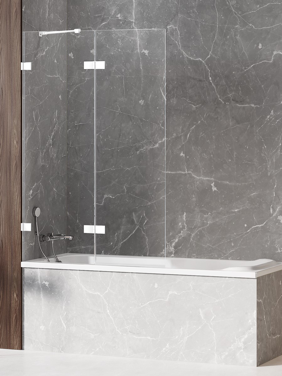 AVEXA badekarvegger m/høyre fastvegg og svingdør - 6 mm glass Hvit Matt 100x150