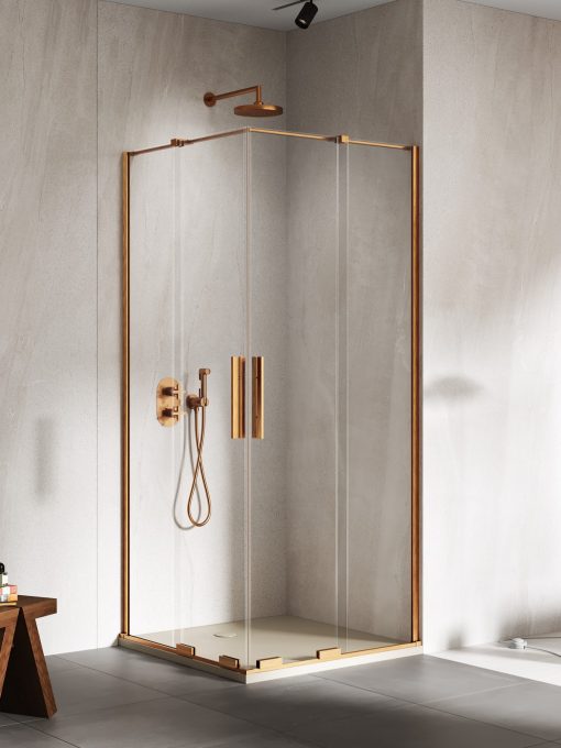 SMART Dusjhjørne m/fastvegger + doble skivedører - 8mm glass