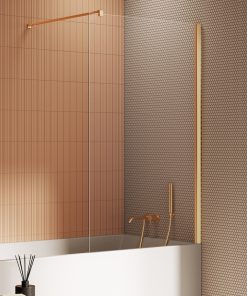 NEW SOLEO™ Fast Badekarvegg med vinkelrett beslag i Børstet Gull