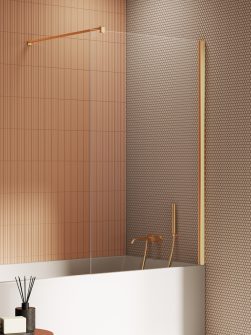 NEW SOLEO™ Fast Badekarvegg med vinkelrett beslag i Børstet Gull