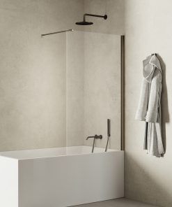 NEW SOLEO™ Fast Badekarvegg med vinkelrett beslag i Børstet Gunmetal