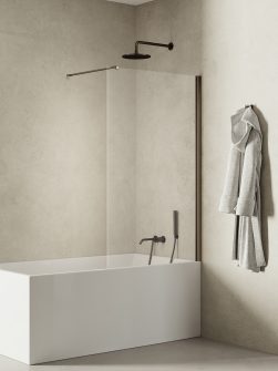 NEW SOLEO™ Fast Badekarvegg med vinkelrett beslag i Børstet Gunmetal