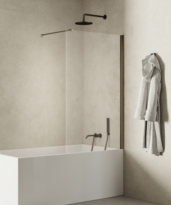 NEW SOLEO™ Fast Badekarvegg med vinkelrett beslag i Børstet Gunmetal