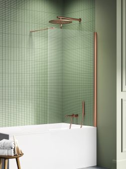 NEW SOLEO™ Fast Badekarvegg med vinkelrett beslag i Børstet Kobber