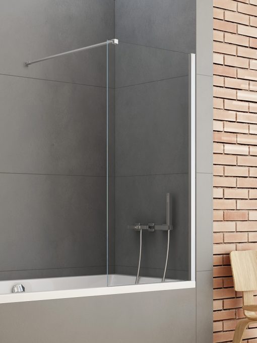 NEW SOLEO Fast Badekarvegg med vinkelrett beslag