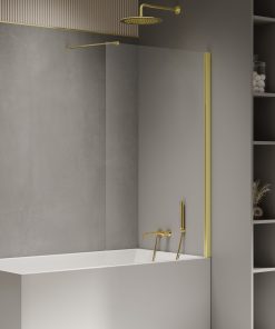 NEW SOLEO™ Fast Badekarvegg med vinkelrett beslag i Lys Gull