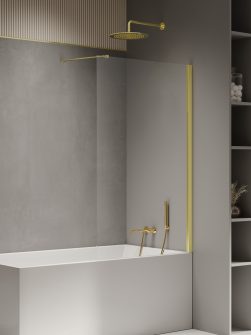 NEW SOLEO™ Fast Badekarvegg med vinkelrett beslag i Lys Gull