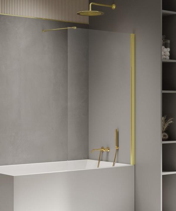 NEW SOLEO™ Fast Badekarvegg med vinkelrett beslag i Lys Gull