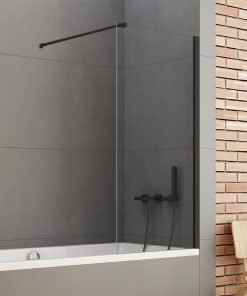 NEW SOLEO™ Fast Badekarvegg med vinkelrett beslag i Sort Matt