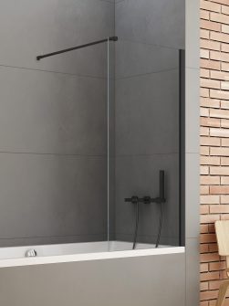 NEW SOLEO™ Fast Badekarvegg med vinkelrett beslag i Sort Matt