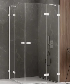 AVEXA Dusjhjørne m/to svingdører og to sidevegger i Hvit Matt