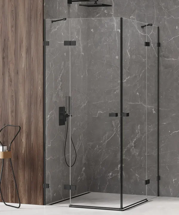 AVEXA™ Dusjhjørne | To svingdører og to sidevegger | Sort Matt