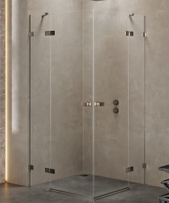 AVEXA Dusjhjørne m/to svingdører og to sidevegger i Børstet Gunmetal