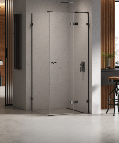 EVENTA Dusjhjørne – Høyre Enkeltdør + Fastvegg i Onyxglød