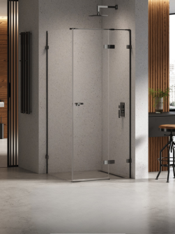 EVENTA Dusjhjørne – Høyre Enkeltdør + Fastvegg i Onyxglød
