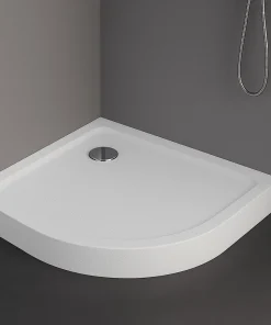 80x80x11,5 | MILD STONE™ Dusjkar | Klassisk Buet | Skifereffekt | Høy Utgave | Hvit