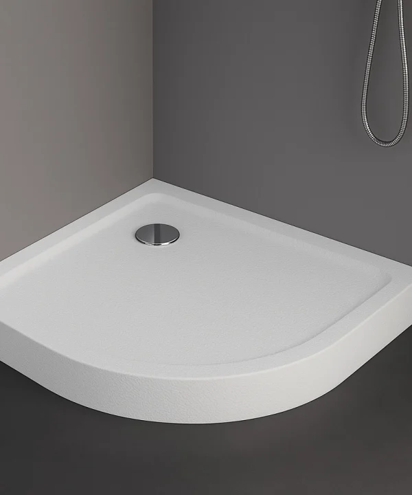 80x80x11,5 | MILD STONE™ Dusjkar | Klassisk Buet | Skifereffekt | Høy Utgave | Hvit