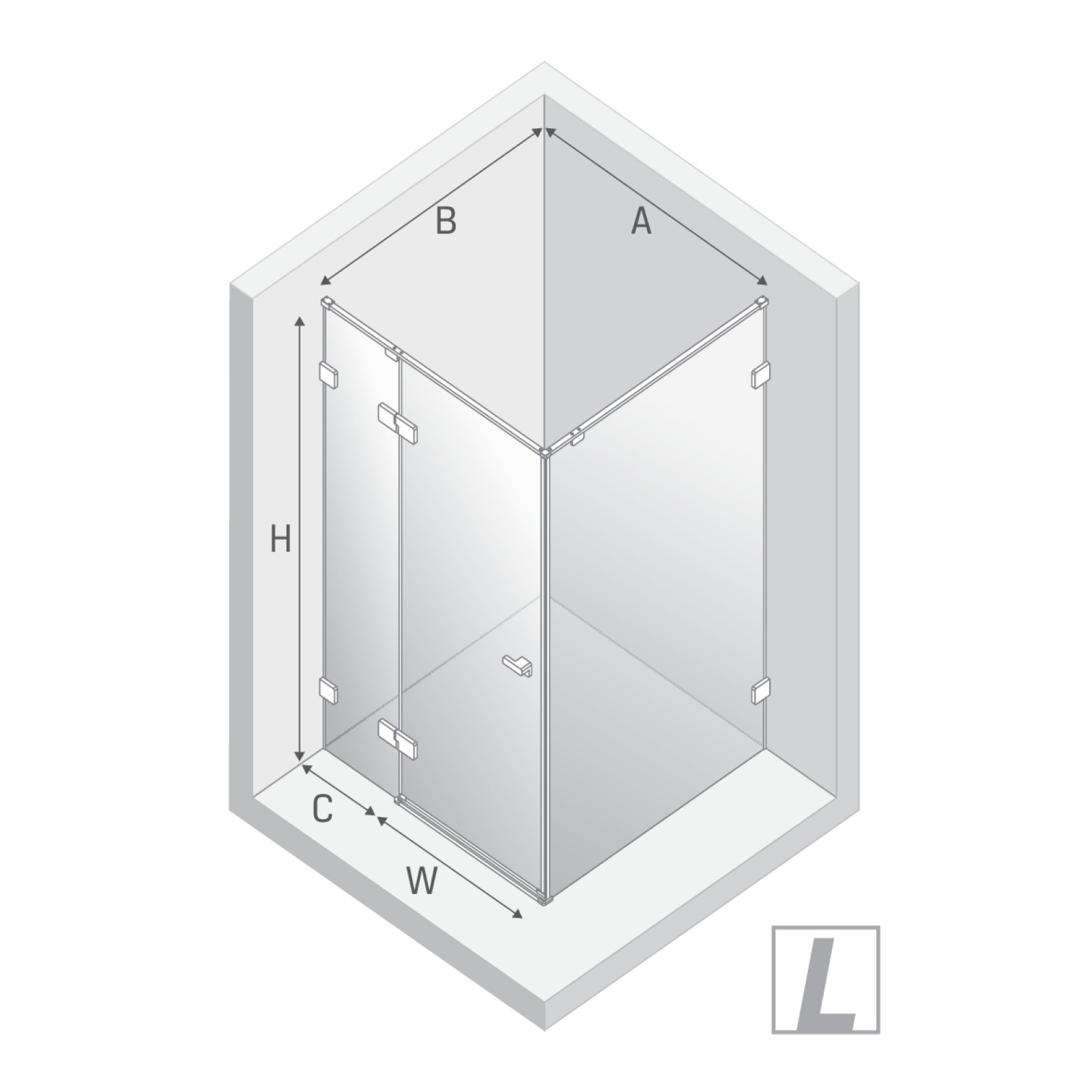 EVENTA Dusjhjørne – Venstre Enkeltdør + Fastvegg i Høyglans Krom - Bilde 4