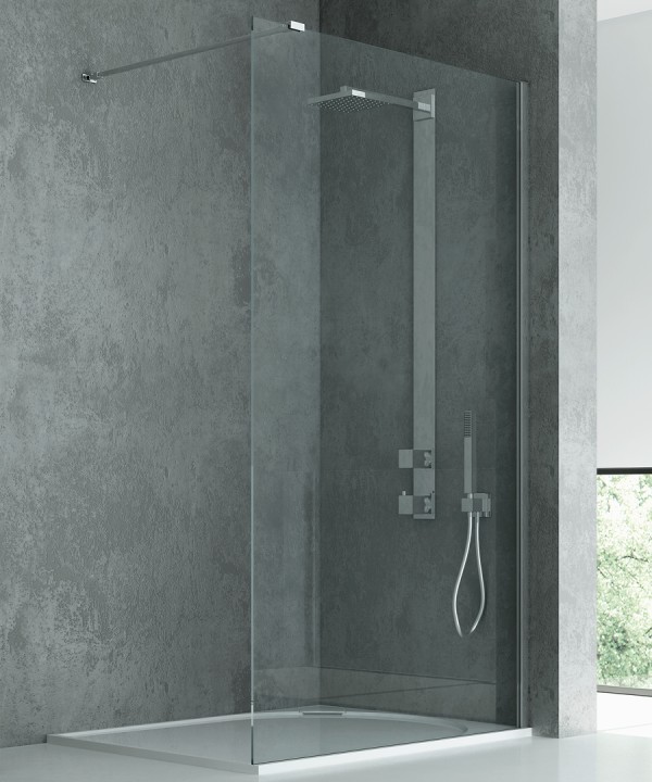 NEW MODUS™ Walk-in Dusjvegg | Enkel Glassvegg uten Frame | 8mm glass | Høyglans Krom