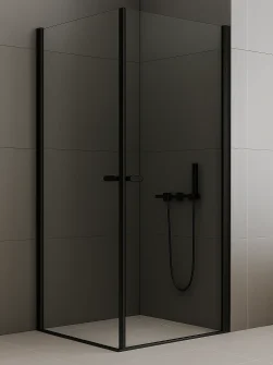 NEW SOLEO Dusjhjørne med dobbeltdører i Sort Matt